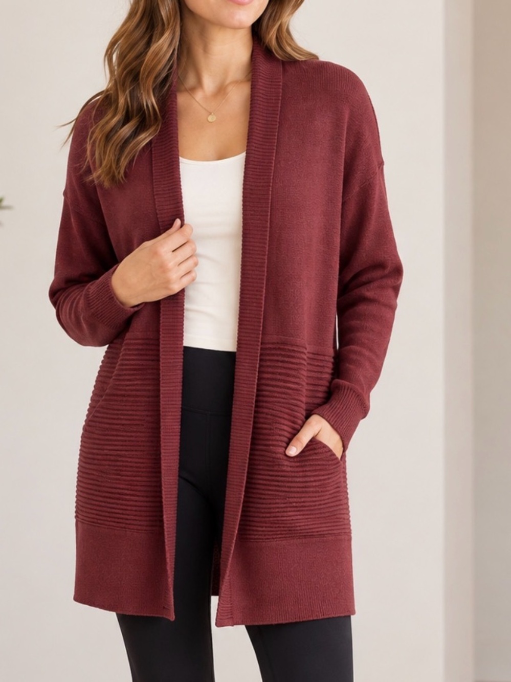 Lululemon Women's Sit In Lotus Wrap II Size 6 Plum Purple Merino Wool Cardigan